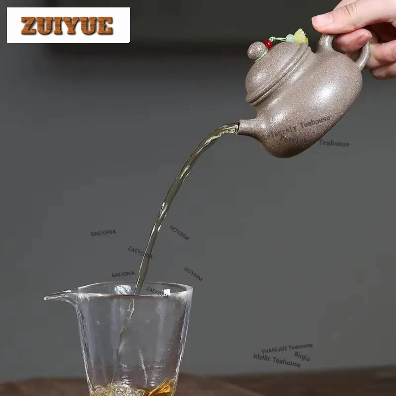 

160ml Antique Yixing Purple Clay Teapots Master Handmade Rongtian Pot Raw Ore Colorful Section Mud Kettle Chinese Zisha Tea Set