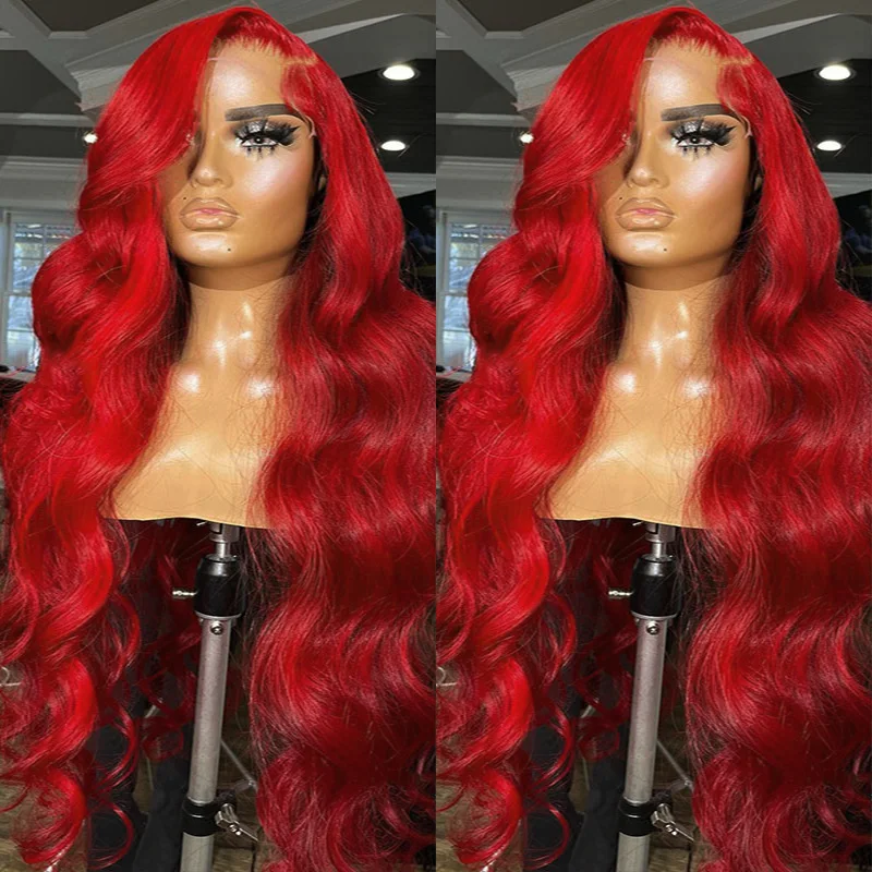 

HD 13x4 99J Burgundy Red Body Wave Transparent Lace Front Human Hair Wigs On Sale Brazilian 30 32 Inch Colored Lace Frontal Wig