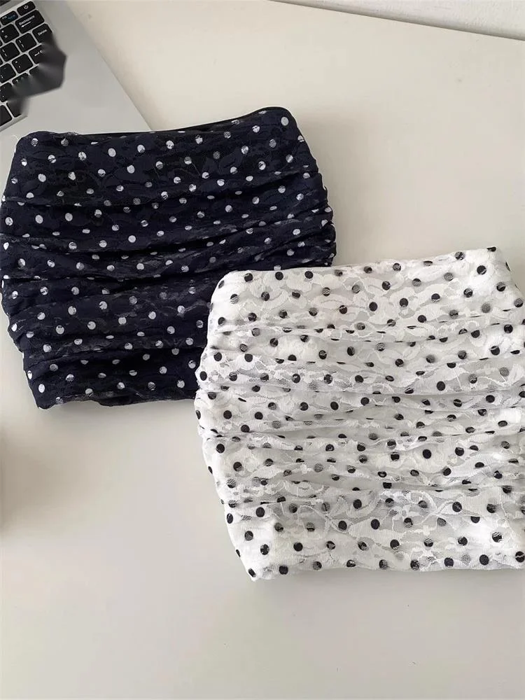 Lace Polka Dot Skirt Ladies French Style Simple Versatile Newest Original Design Summer Office Lady Mini Bodycon Skirt