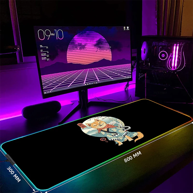 

Большие светодиодсветодиодный настольные коврики XXL RGB, компьютерный коврик для мыши, Япония, Neko Мен, 90x4 0 см, подсветка клавиатуры, светящиеся коврики для мыши