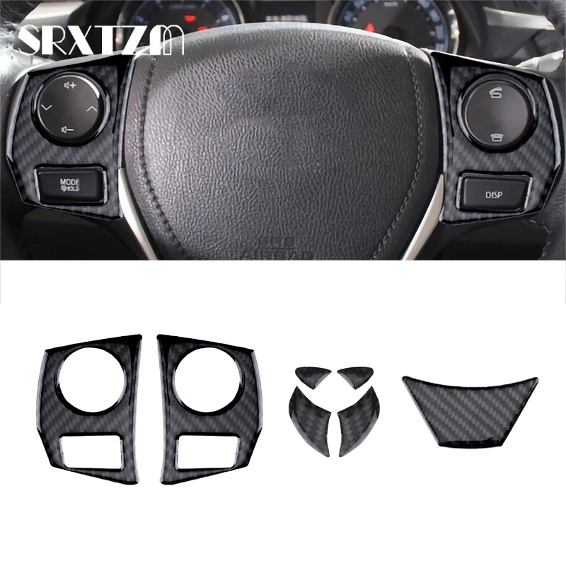 Car Steering Wheel Cover Trim Carbon Fiber For Toyota Corolla 2014 2015 2016 2017 2018 Auto Steering Wheel Cover Trim Sticker