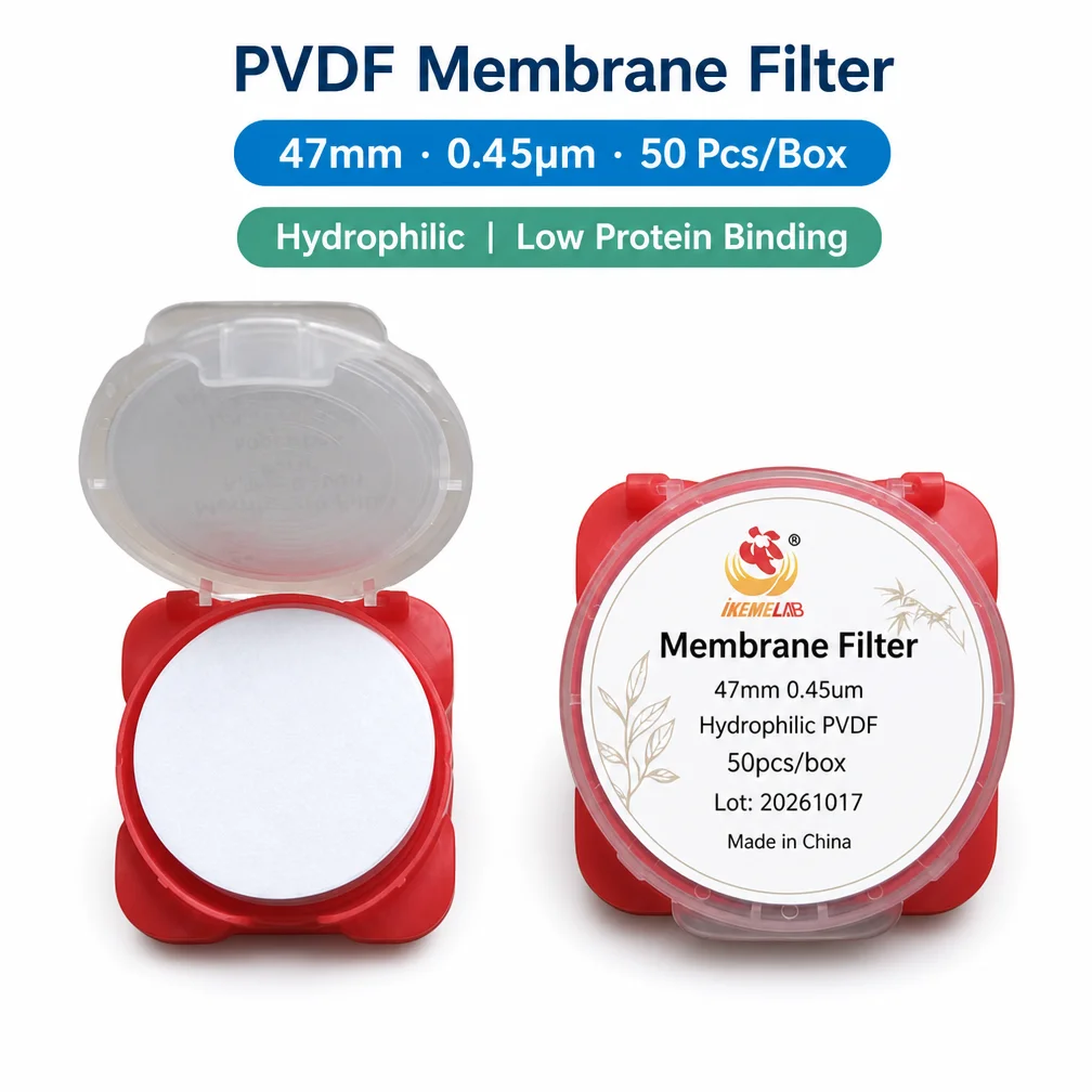 IKEME 50pcs/lot PVDF Microporous Membrane Filter 47mm 0.45um for Water Solution Filtration Lab Supplies