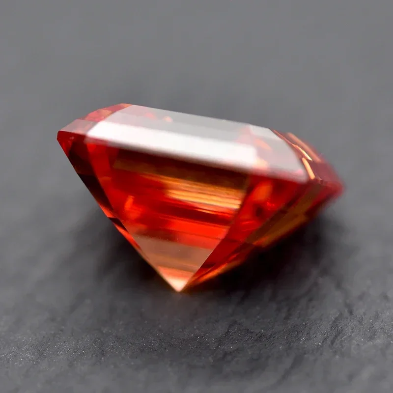 Moissanite Loose Stone Garnet Color Asscher Cut Lab Grown Diamond Gemstone for DIY Jewelry Making Materials with GRA Certificate