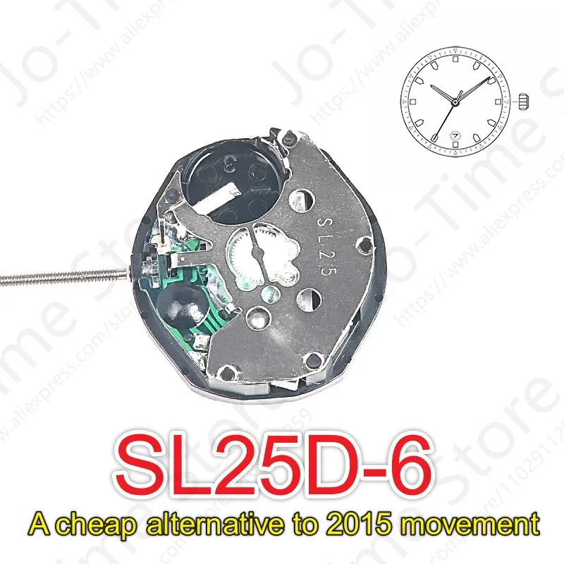 Sunon SL25D-6 China Quartz Movement Three Hands Calendar Date Display Watch Component for Clock Making