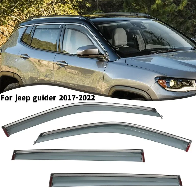 Car Paste-Mounted Sunshield Window Deflector Rain Cover Window Visor Ventilation Deflector for jeep guider 2017-2022