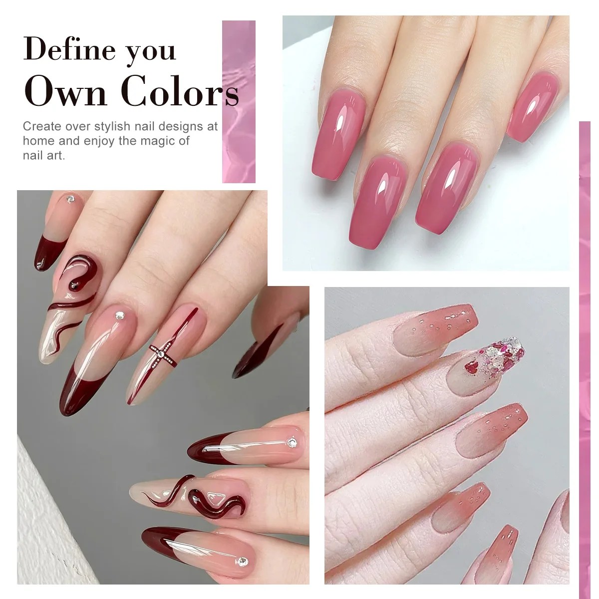 LIMEGIRL 9-Color جل طلاء الأظافر مجموعة بريق الوردي طلاء الأظافر UV LED نقع الورنيش هلام مع فراشة ملصق هلام مجموعة طلاء الأظافر