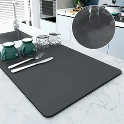 1pc Absorbent Coffee Mats Solid Color Tableware Mat Kitchen Dish Drying Pad Bottle Dinnerware Placemat Floor Rug