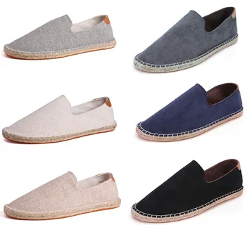 Espadrilles Women Shoes Patchwork Slip on Summer Shoes Men Loafers Breathable Canvas Shoes Jute Wrapped Shoes Unisex Outwear