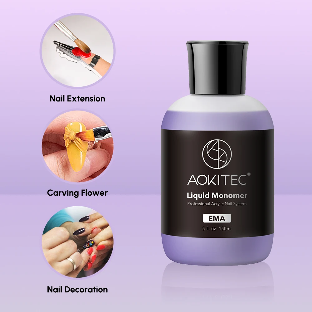 

Aokitec 150ML EMA Monomer Nail Acrylic Crystal Liquid For Acrylic Powder Manicure Extension Carving Art DIY Extension Nails