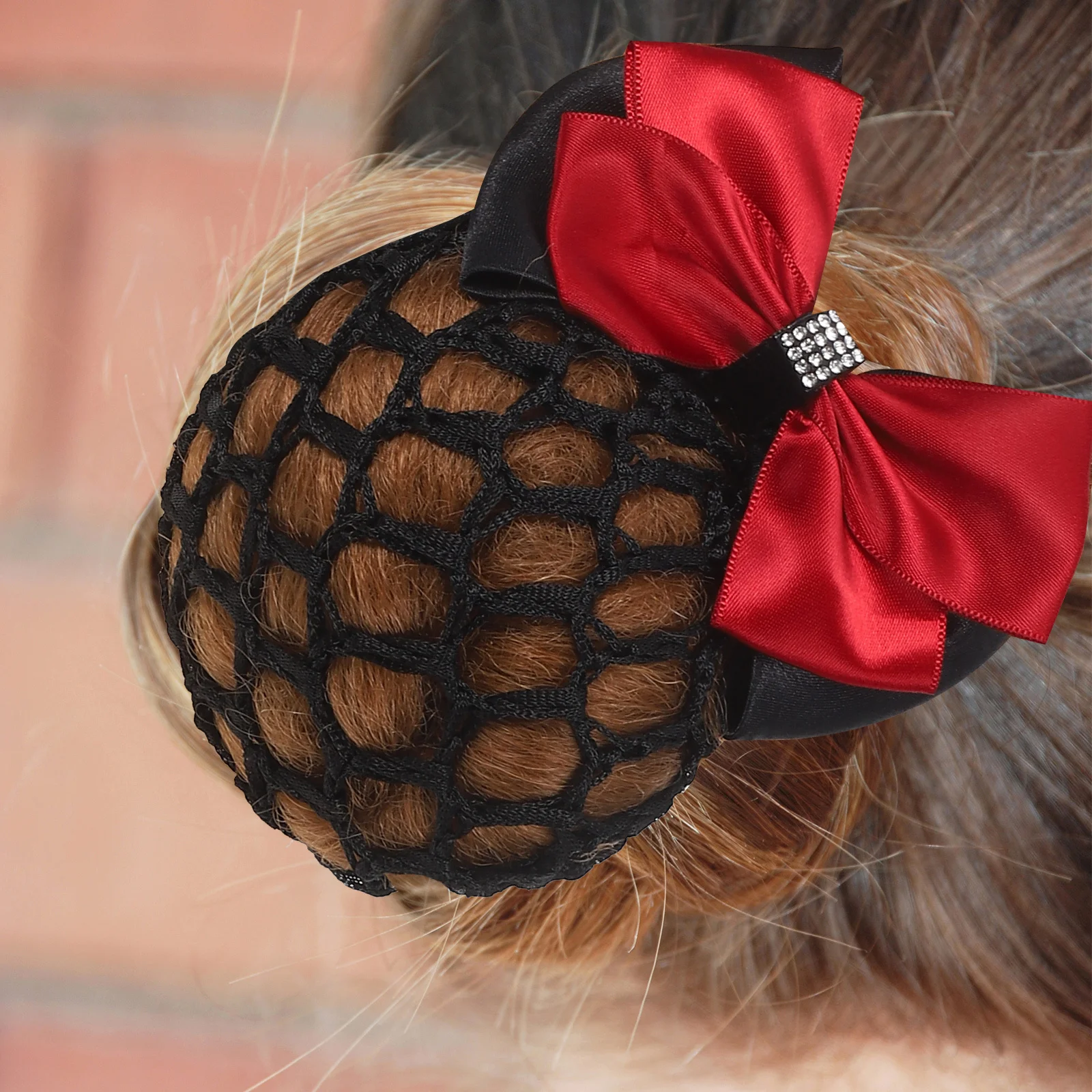 

4Pcs Bowknot Snood Hair Net Elastic Bun Cover Bow Barrette Non-Slip Mesh Hairnet Nurse Hospital Office Hair Clip Ballet Dance