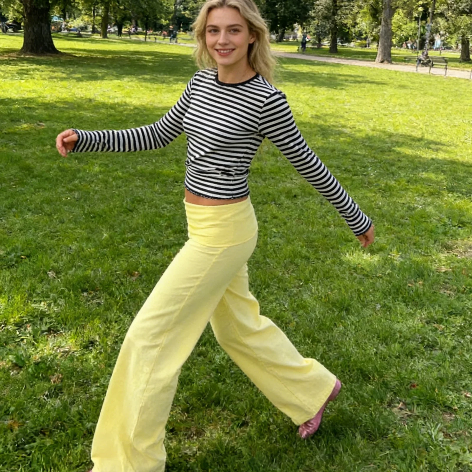 Women Wide Leg Pants Solid Color Fold Over Waist Casual Trousers Spring Fall Loose Sweatpants Bottoms