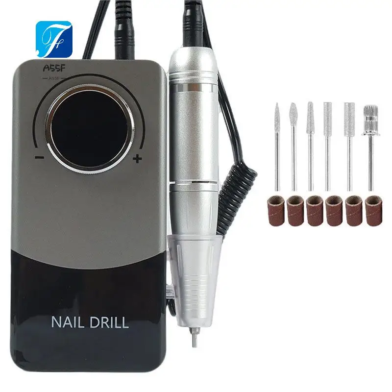 A55F-Professional Nail Sander, 6 Drill Bits And Sanding Belt, 45000 RPM Nail Drill V9, USB Electric Nail Drill