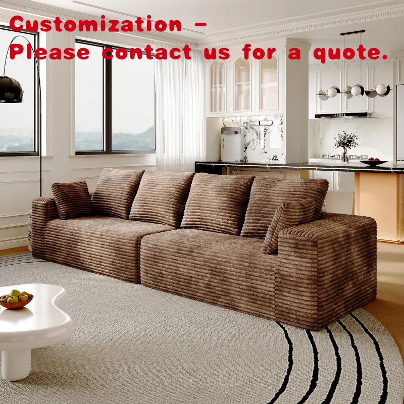 

custom.Atunus Living Room Vacuum Compressed Children Friendly Lightweight Corduroy Brown Sectional Couch Sofa B