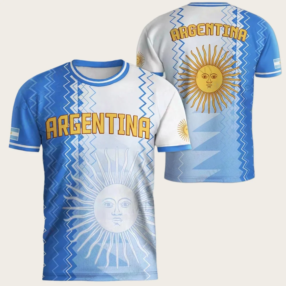 Argentinien Fußballtrikot, Herren- und Damen-Sportbekleidung mit 3D-Musterdruck, atmungsaktives, schnelltrocknendes Match- und Trainingst-Shirt