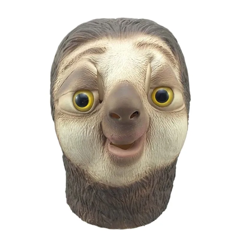 2026Halloween Props Crazy Animal City Lightning Sloth Latex Mask Headset Mask Party Dress Up Earphones Fun Sloth Latex Animals