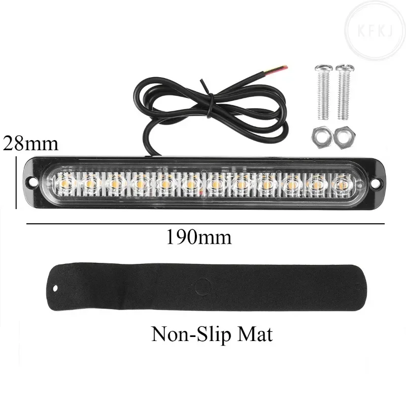 

Automotive Emergency Warning Flashers With 18 Different Flashing Models 2/4PCS 12-24V 12LED Thin Flashing Strip Nice New