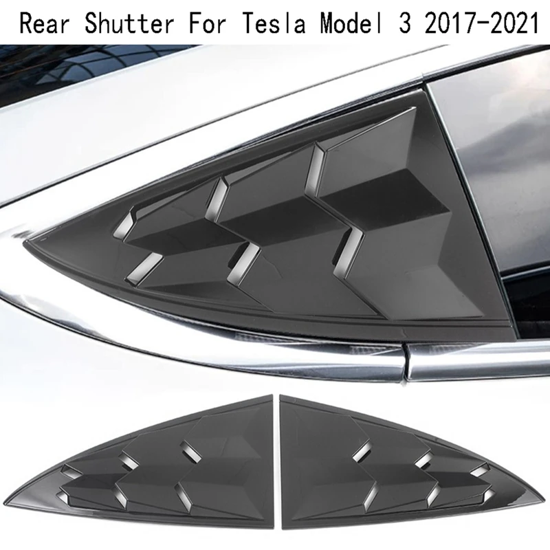 

Car Rear Window Triangle Exterior Decor Blinds Spoiler Leaves Shutter Cover For Tesla Model 3 2017-2021