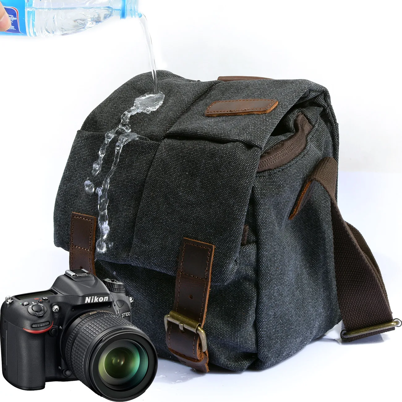 Vintage Canvas DSLR Camera Bag Shoulder Bag Camera Case For Canon Nikon Sony Lens Pouch Bag Waterproof Photography Bags