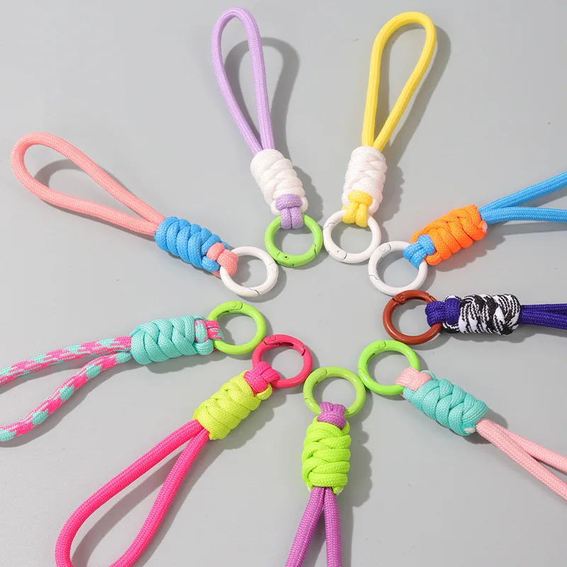 Color Combination Knot Mobile Phone Lanyard Creative Short Braided Lanyard Mobile Phone Case Key Ring can be Detachable to Preve