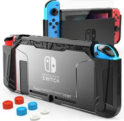 Mooroer Case Compatible with Nintendo Switch with Screen Protector, TPU Protective Heavy Duty Cover Case for Nintendo Switch