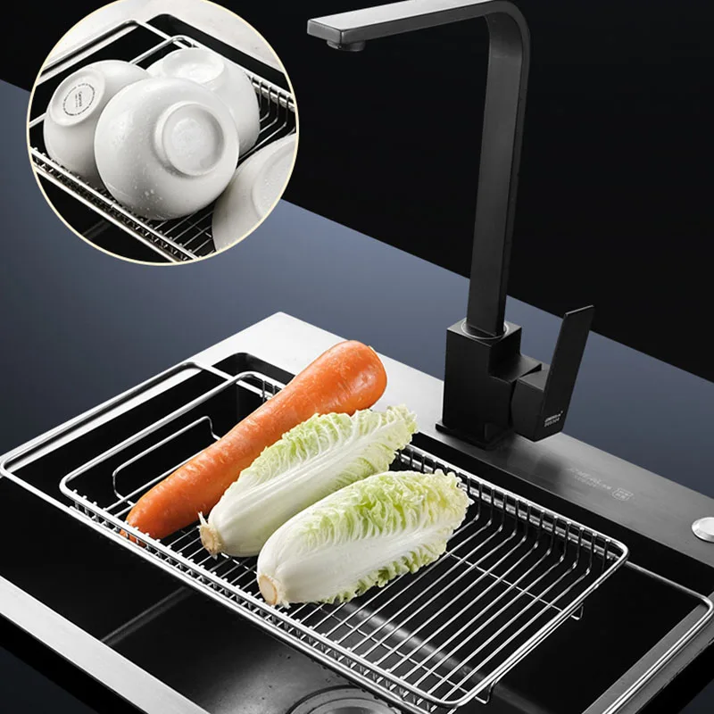 

Extendable Drain Rack Stainless Steel Dish Drying Tray Rack Over The Kitchen Sink Vegetables Fruits Rinse Rack For Home Kitchen