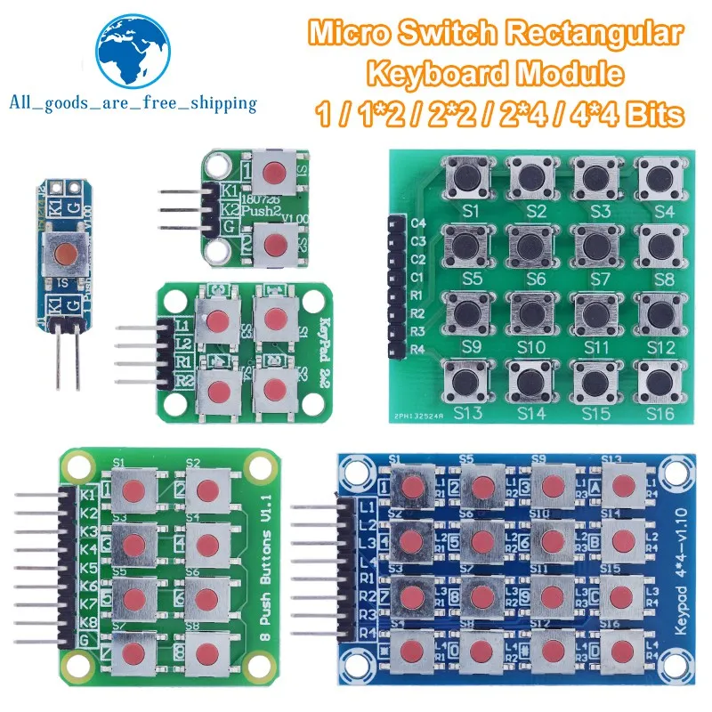 

Micro Switch 1*2/2*2/2*4/4*4 Matrix Keyboard 8-bit Button Independent Button MCU External Expansion Keyboard Module For Arduino