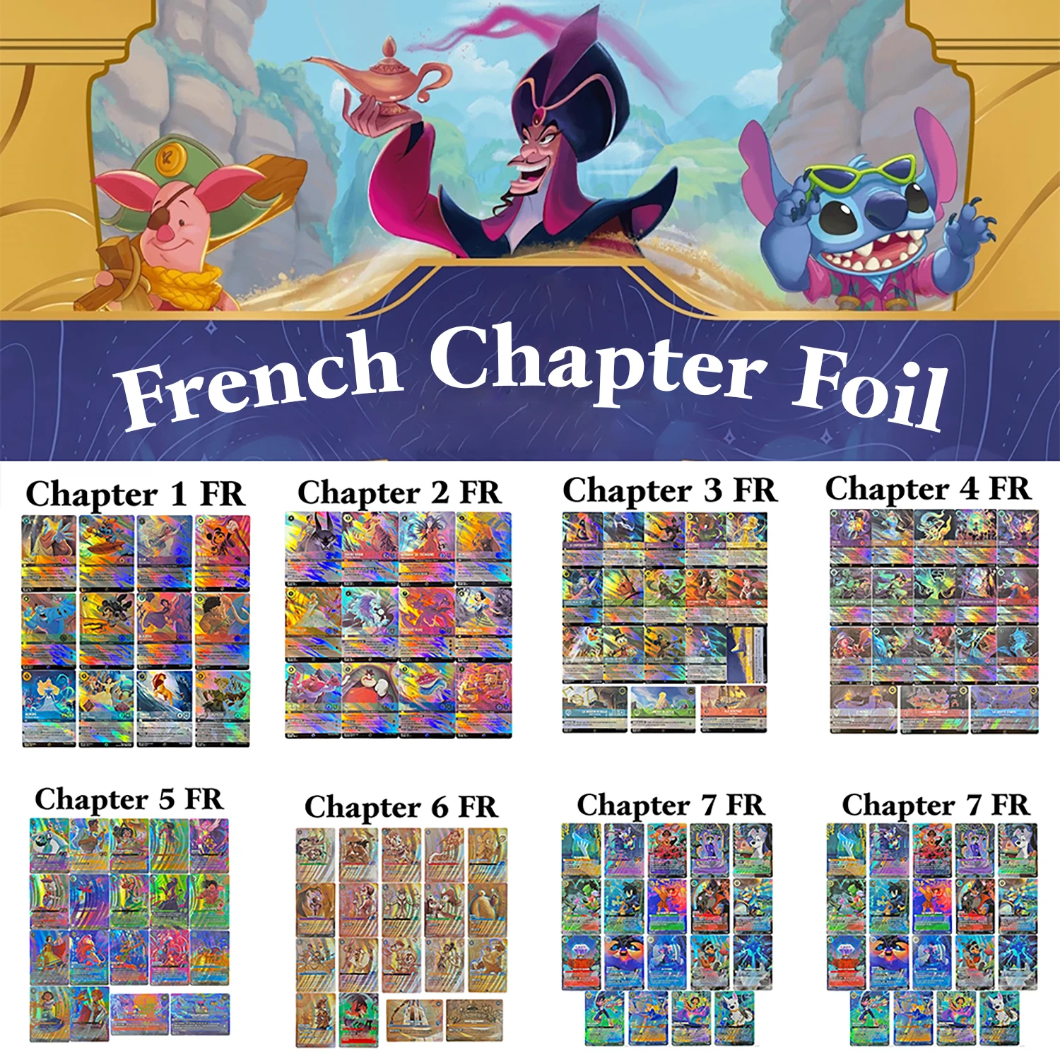 Lorcana Enchanted Foil Chapter 1/2/3/4/5/6/7 tarjetas de versión francesa TCG Proxy Archazia's Island Shimmering Skies tarjetas de juego de mesa