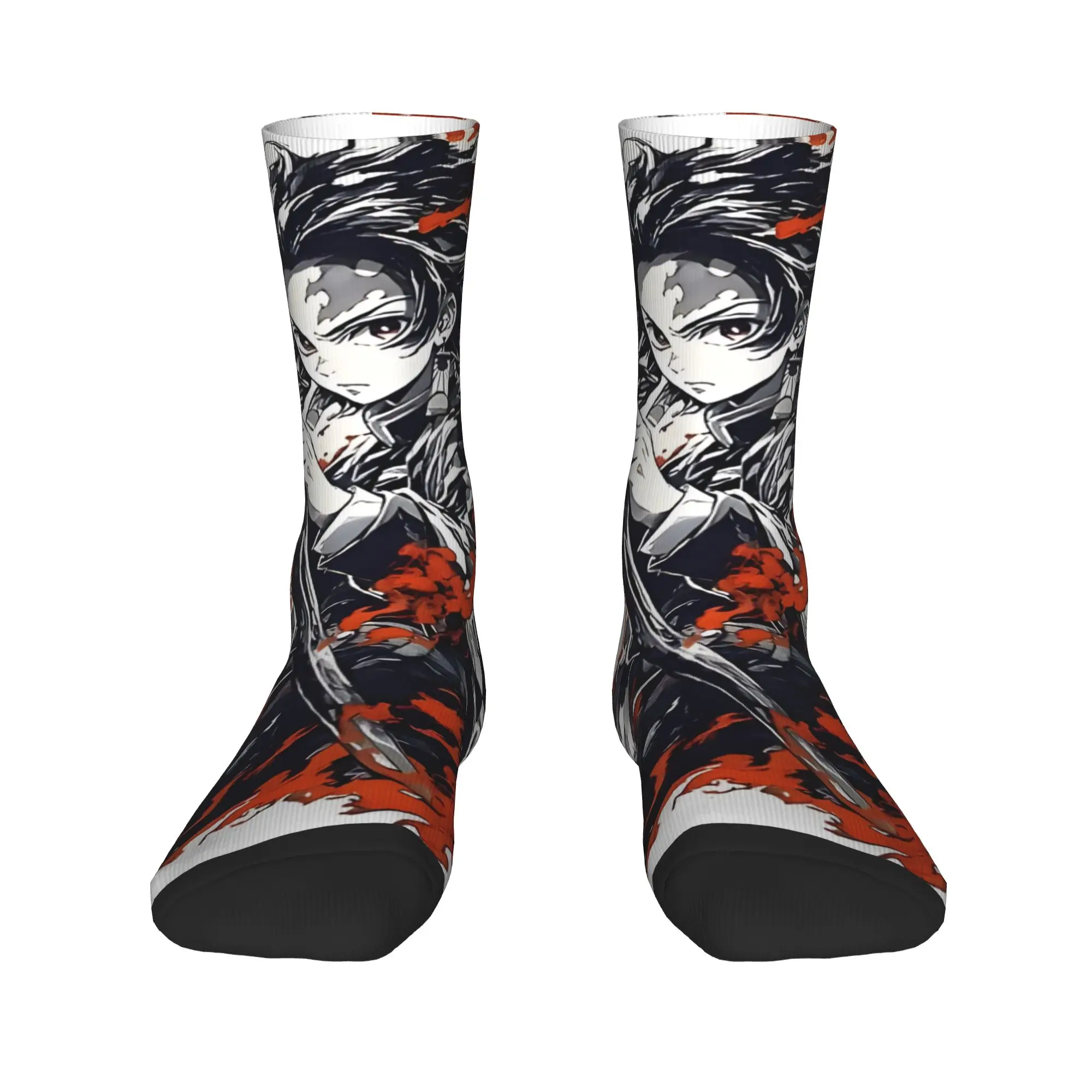 Funny Sock Bandai Demon Slayer Tanjiro Hinokami Kagura Harajuku Seamless Pattern Printed Men Crew Socks Casual Men's Socks