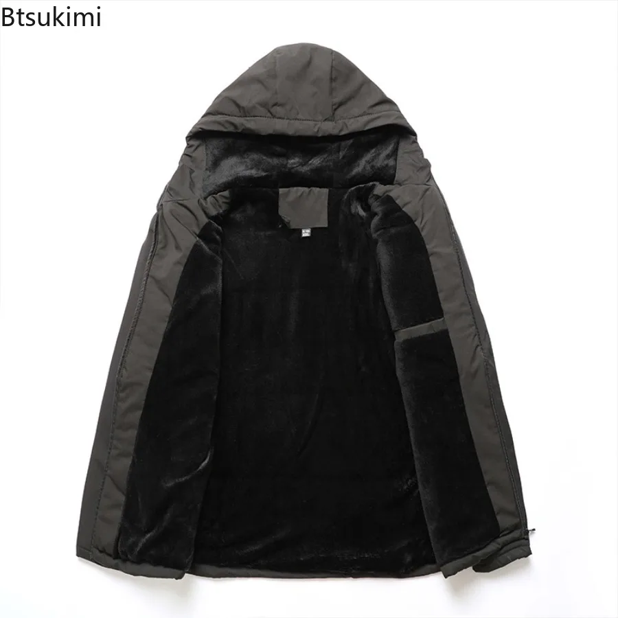 2025 Men's Winter Velvet Jacket Thickened Warm Casual Anti Cold Imitation Lamb Fleece Hooded Work Jacket Fashion Male Clothing