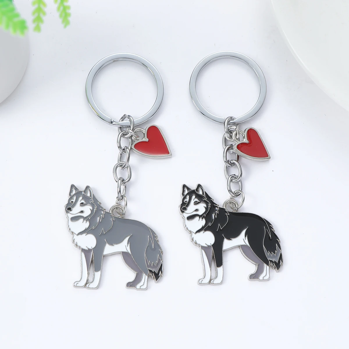 I LOVE Alaska Husky Dog Keychain Cute animal Cartoon dog Keychain dog Gift For woman Man Jewelry