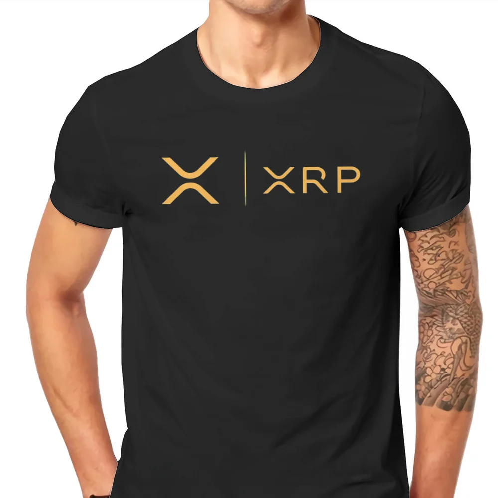 Cryptocurrency Crypto Miner XRP RIPPLE NEW GOLD SIDE BY SIDE Tshirt Harajuku Punk Men's Tshirts Tops Pure Cotton O-Neck T Shirt