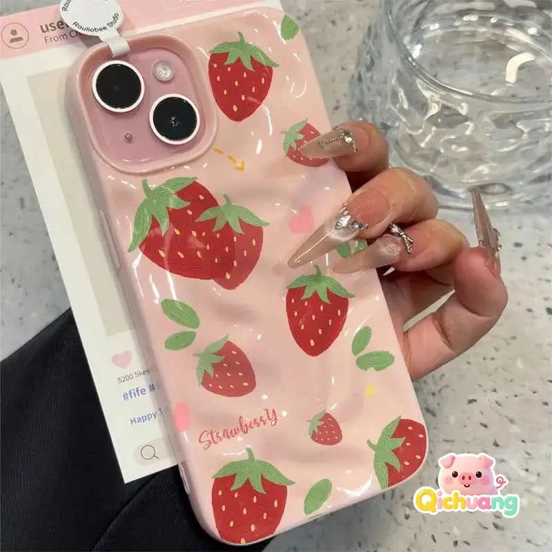 Strawberry 3D Meteorite Phone Case For Samsung Galaxy A16 A15 M15 F15 A14 M14 F14 A13 M13 A12 M12 A11 A10S A50 A50S A30S Cover