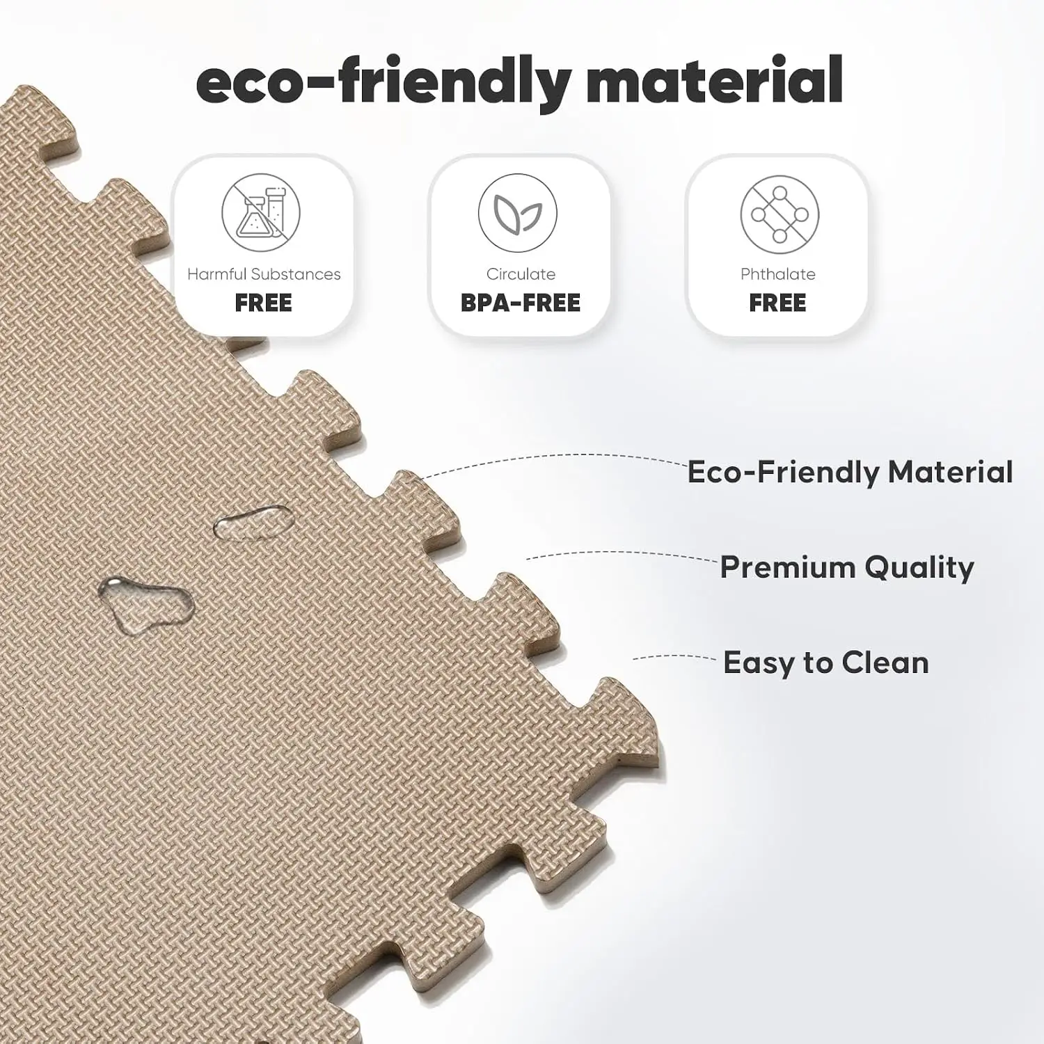Puzzle Exercise Mat Interlocking EVA Foam Floor Tiles Home Gym Workout Equipment Pad Play Area Floor Mat Brown 36 Tiles 144 Sq Ft view 3