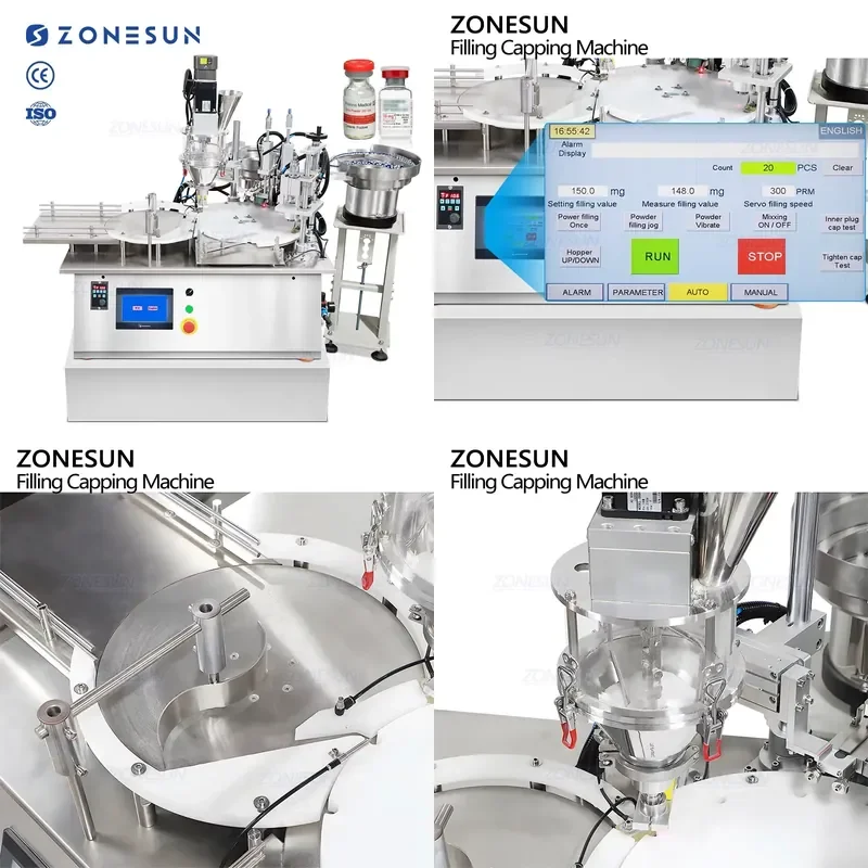 2026 CE ZS-AFC20F Tabletop Automatic Monoblock Rotary Auger Powder Vials Filling Capping Machine