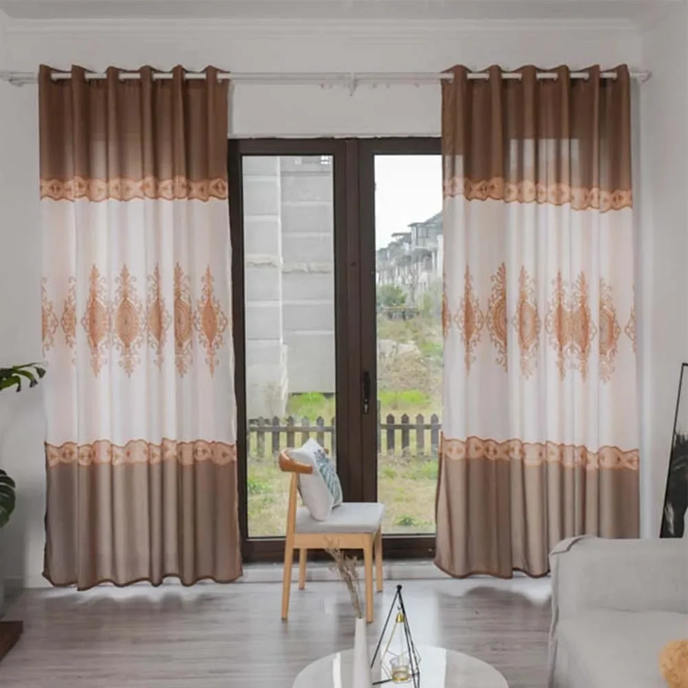 1*2.7 Meters High Coffee Color Wood Grain Shading Window Curtain for Home Living Room Bed Room Decoration