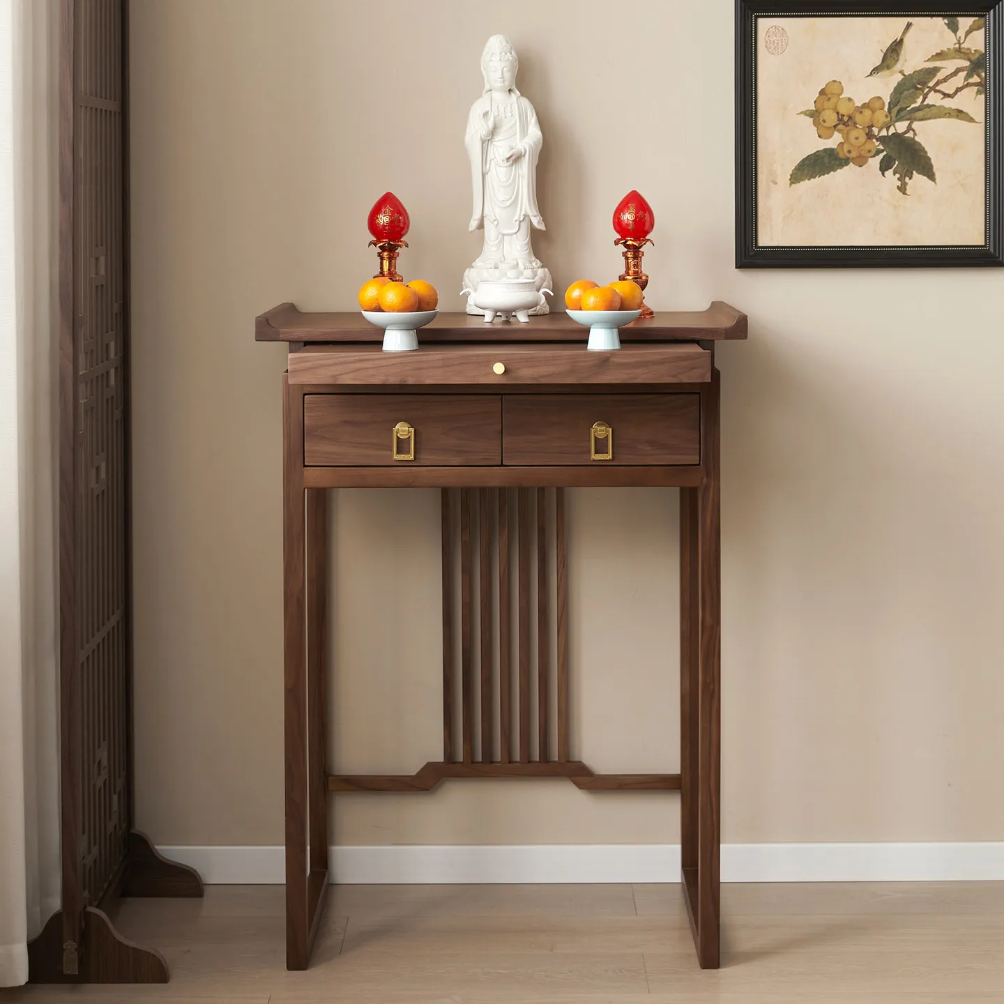 Buddhist platform offering incense table, God of Wealth offering platform incense table, Buddhist niche, solid wood household