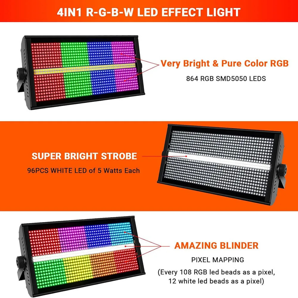 960LED RGBW ستروب أضواء 4 قطعة DJ ديسكو أضواء 8 + 8 قطاعات الجمهور الزفاف أضواء للمسرح نادي حفلة عطلة أضواء المحيطة