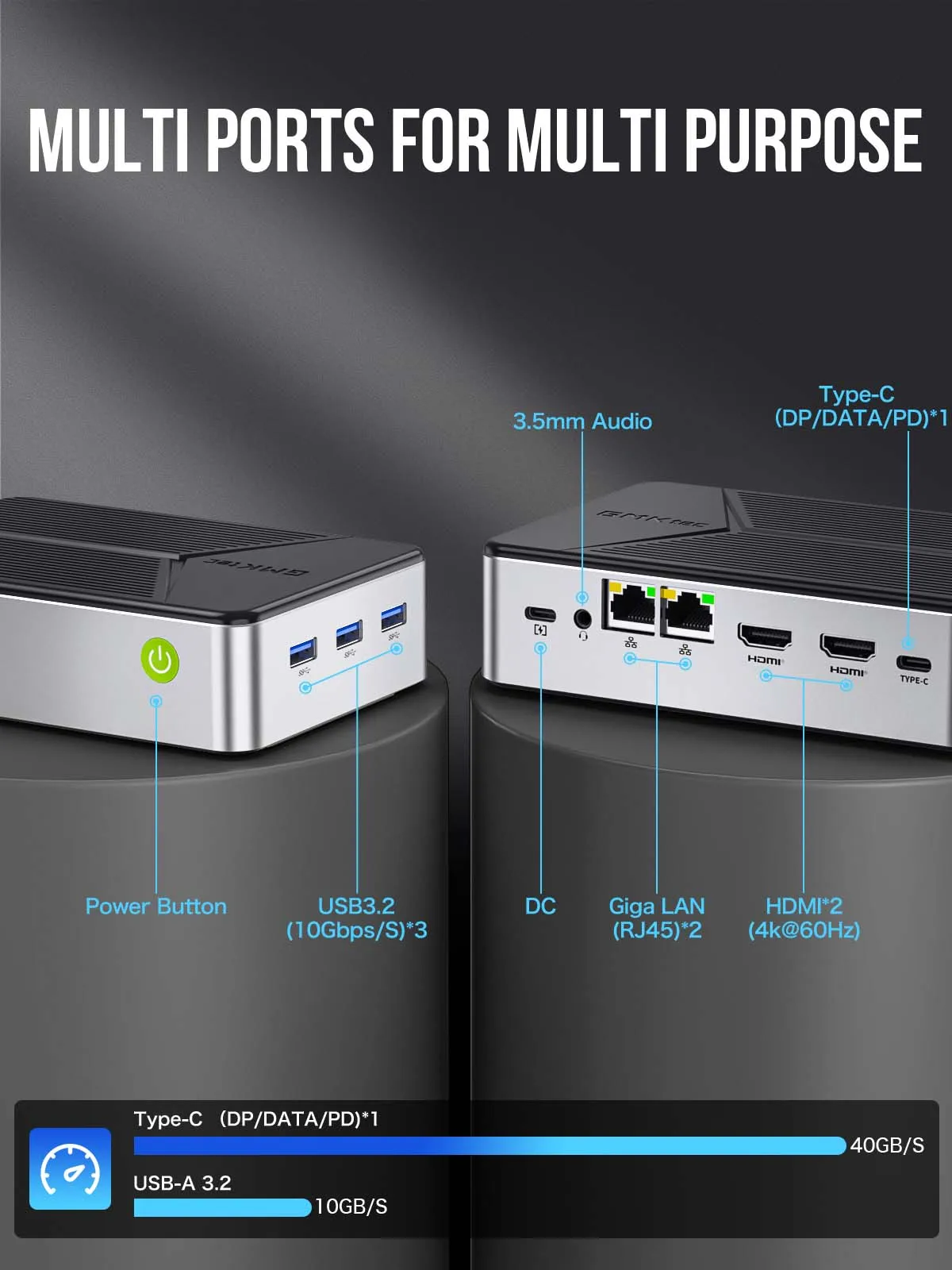 GMKtec G9 4 Bay كمبيوتر صغير Intel N150 LPDDR5 12GB 64GB eMMC Ubuntu SSD NVMe * 4 Win11 Pro WiFi6 BT5.2 كمبيوتر تخزين كبير لسطح المكتب