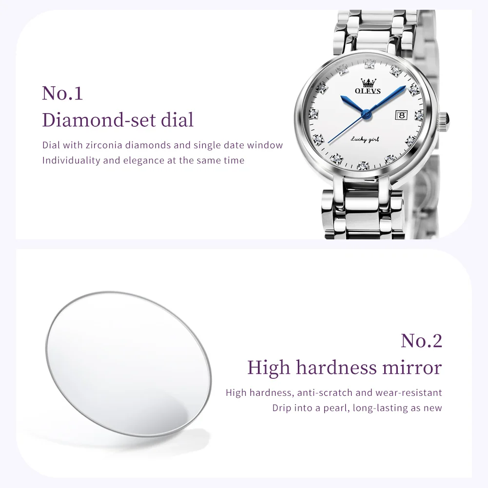 OLEVS 5575 Women Watch Fashion Simple Calendar Waterproof Dial Luxury Brand Elegant Diamond Quartz Women's Watch Reloj Mujer
