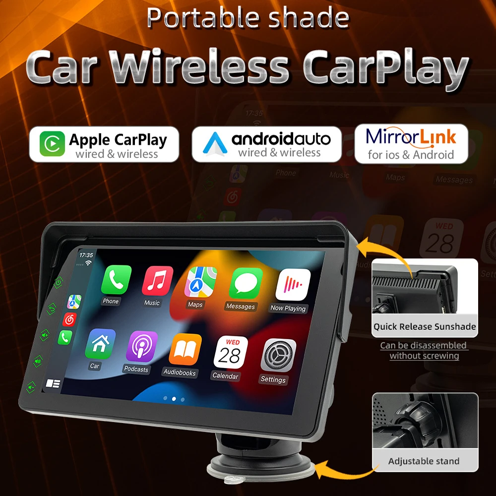 

Universal Portable Wireless Apple CarPlay Android Auto 7inch Car Radio FM Multimedia Video PlayerTouch Screen For BMW VW KIA