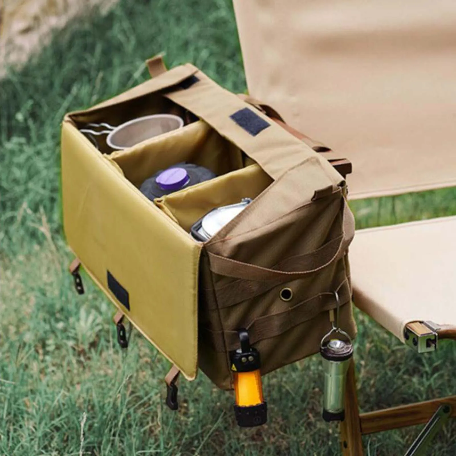 Armrest Side Organizer Outdoor Multi Pockets Camping Table Storage Bag BBQ Picnic Cookware Hanging Camp Equipment Tote