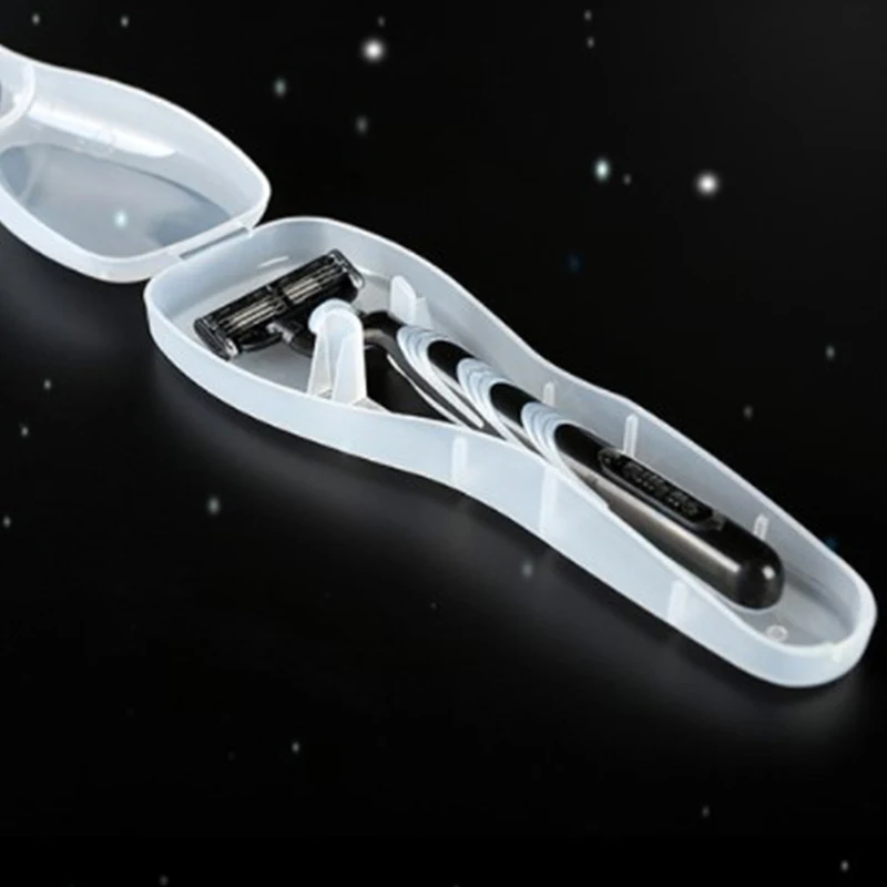 Universal Travel Men's Razor Case Shaving Machine Container Holder Shaver Box Transparent Plastic Razor Blades Storage Box