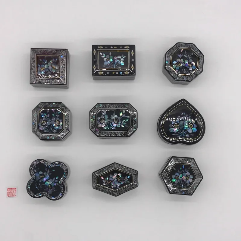 Handmade Mother of Pearl Lacquer Jewelry Box Shell Inlay Random Design Small Size