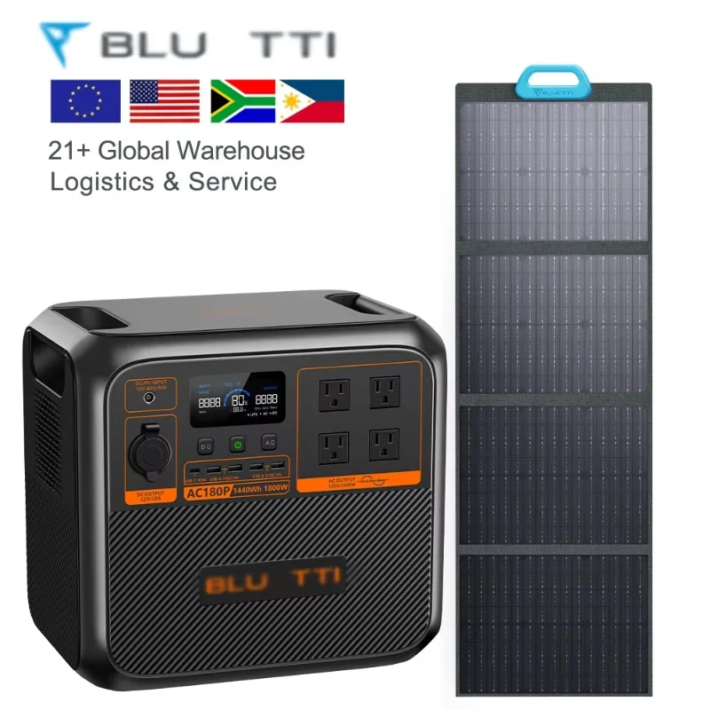 Ac180p Solar Generator Kit Solar Panels Emergency Backup Power Station Convenient Source Home Battery