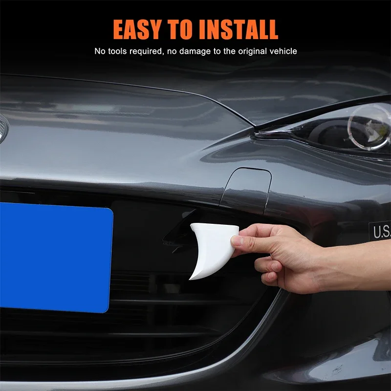 

ABS White For Mazda MX-5 2016-2025+ Car front center grille small tiger teeth decoration sticker car exterior accessories 2Pcs