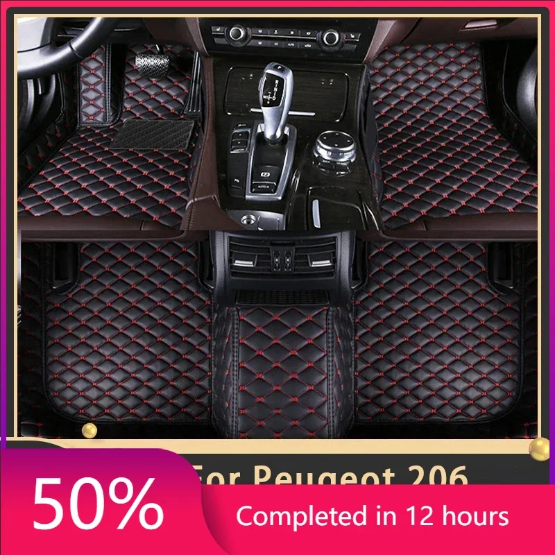 Car Floor Mats For Peugeot 206 206+ 1998~2012 Custom Auto Foot Pads Leather Carpet Interior Accessories 2007 2008 2009 2010 2011