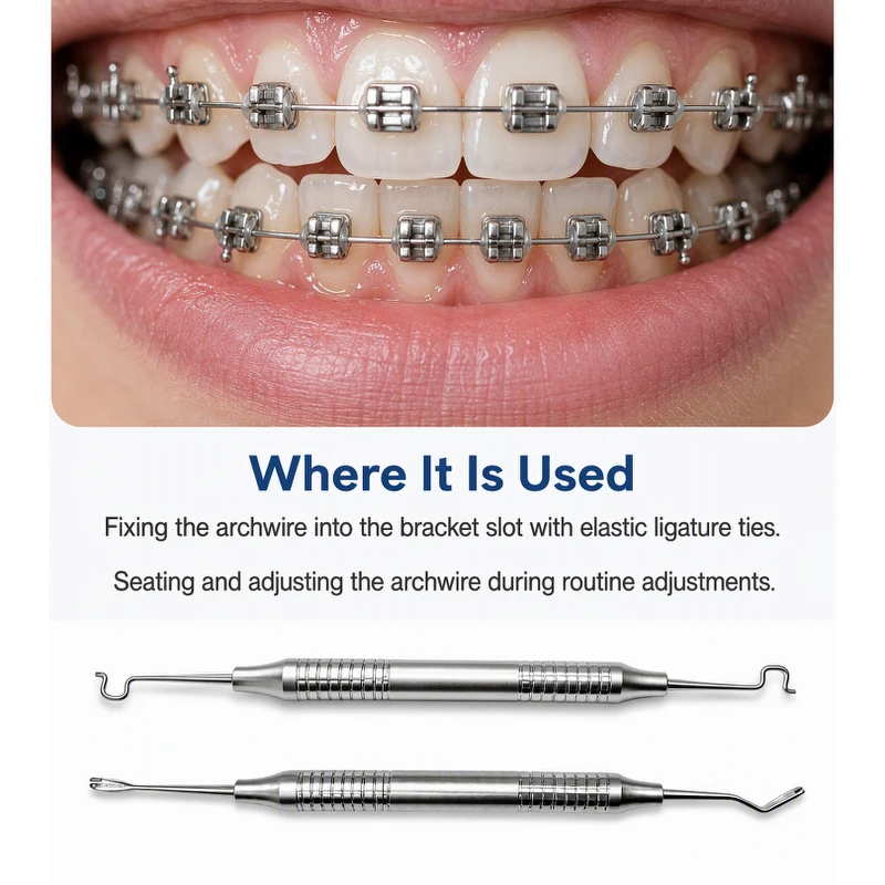 VV Ligature Tie Twirl-On Placer Module Dental Orthodontic Arch Wire Ligation Ring Holder EssentialInstrument for Orthodontists