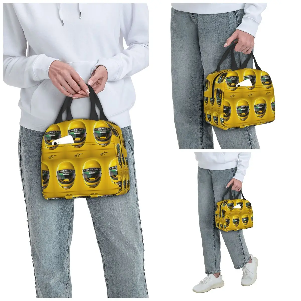 Ayrton Senna Racing Cars Insulated Lunch Bag for Kids School Cooler Thermal Food Box Tote Leakproof Lunch Boxes Container