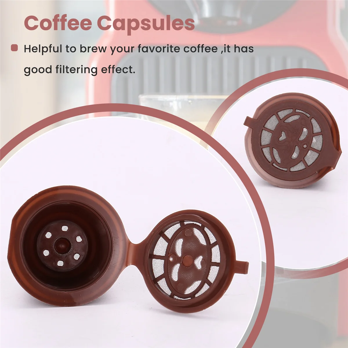 5/Pcs Stainless Steel Filter Reusable Coffee Capsules for Machines(B)