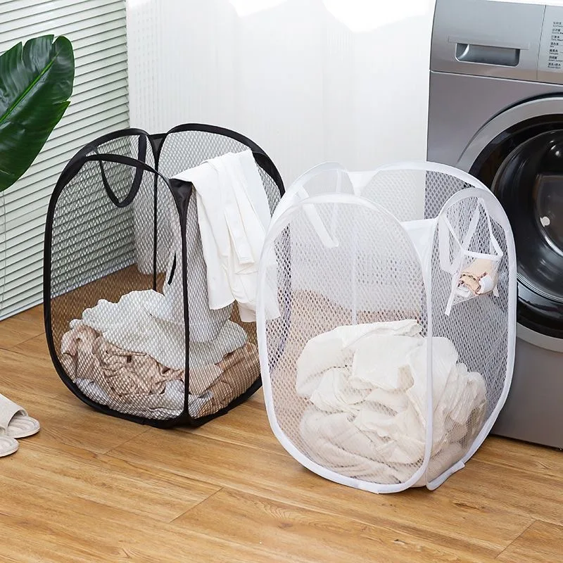 

Large Capacity Dirty Clothes Basket Storage Bucket Mesh Bathroom Portable Foldable Ventilated Dirty Clothes Basket